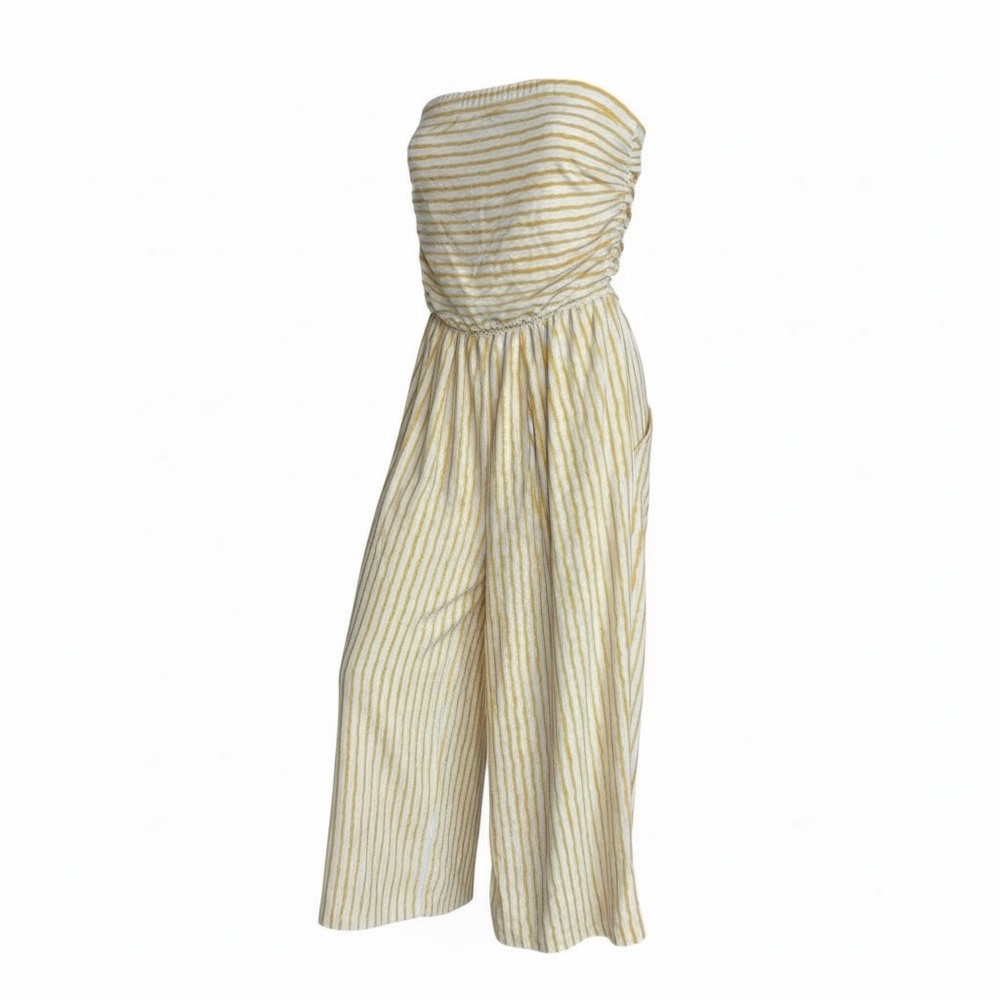 J for Justify Cream and Gold Strapless Jumpsuit